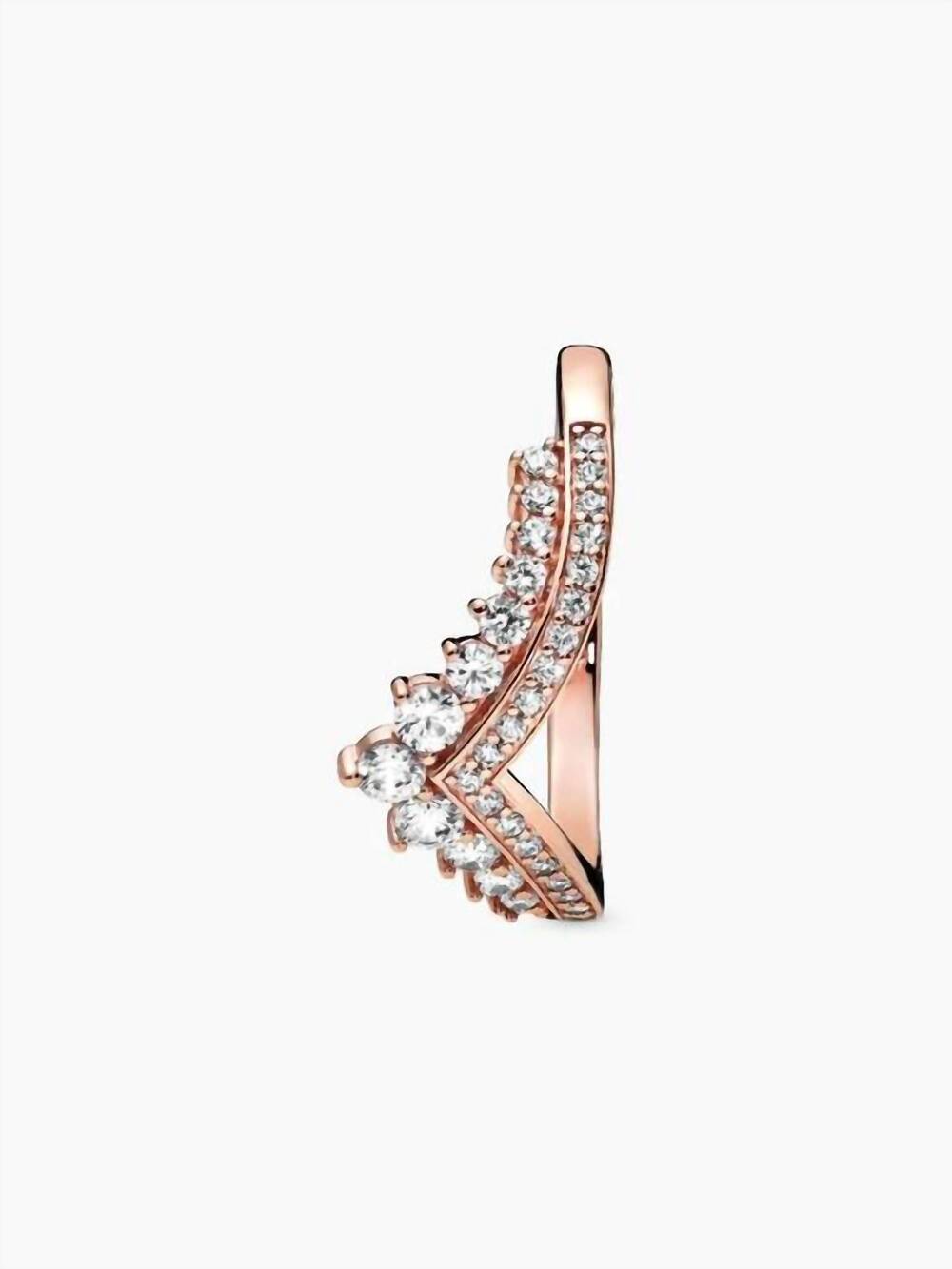 NEW PANDORA women's princess wishbone ring in 14k rose gold plating